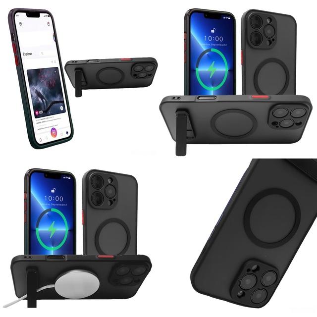 Cell Phone Accessories for iPhone 15 Pro Max 17 Air 16 14 13 12 Plus 11 Phone Case with Kickstand Shockproof Mobile Cover Holder