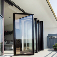 Vente d'usine - Porte pliante extérieure en aluminium pour résidence, double vitrage, porte accordéon pour patio