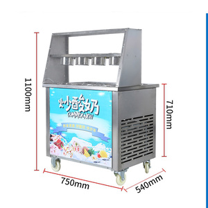 Fried <b>Ice</b> <b>Cream</b> Roll <b>Machine</b> Frozen Yogurt Maker <b>Machine</b> With Scraper - Product Image 2