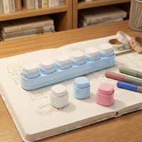 Tampon auto-encreur 6-en-1 en plastique Intoos, vente directe usine, faible MOQ, motif personnalisé, papeterie éducative pour enfants, vente en gros