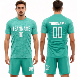 Camiseta de Fútbol para Hombre, Nueva Camiseta de Fútbol de Calidad Original, Sublimación <span class=keywords><strong>Retro</strong></span> Aqua, Uniforme de Fútbol de Alta Calidad - Product Image 1