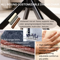 Chaises de salle à manger en tissu personnalisées du fabricant chinois, ODM, dossier haut matelassé en losanges, cadre en métal noir stable pour la vente en gros