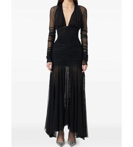<span class=keywords><strong>Robe</strong></span> plissée à taille cintrée en maille noire transparente Bettergirl 2025 - Product Image 1