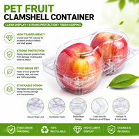 Conteneur en plastique transparent pour fruits de qualité alimentaire OEM personnalisé, boîte d'emballage pour fruits en PET avec couvercle à charnière