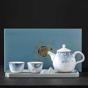 Ensemble de tasses <span class=keywords><strong>en</strong></span> céramique florale de lotus 3,5 oz Poterie émaillée traditionnelle flamboyante Bleu clair Ensemble de tasses à thé Théière Ensemble de tasses <span class=keywords><strong>en</strong></span> porcelaine artisanales - Product Image 3