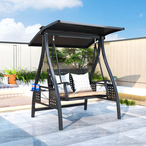 Balançoire de balcon pour adulte 3 sièges jardin lit oscillant en aluminium imperméable confortable - Product Image 4