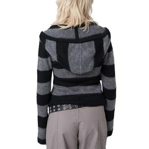 Prix d'usine, sweats à capuche tricotés à rayures fumées, de haute qualité, avec logo personnalisé, mode décontractée, confortables - Product Image 4