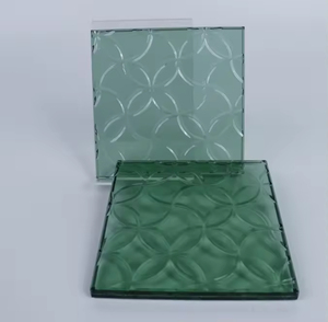 Panneau de verre décoratif teinté vert, motif de cercles entrelacés, art mural moderne pour la décoration intérieure de la maison - Product Image 4