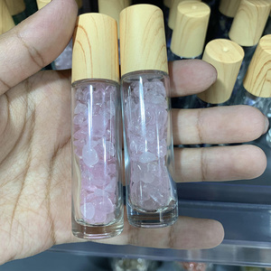 5 flacons en bambou à rouler de 10ML, bouteilles en verre, pierres précieuses, métal, huile essentielle, verre transparent - Product Image 4