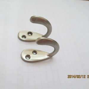 Independent Brands Zinc Alloy Brushed Nickel Robe <b>Hook</b> 5.6cm Modern Anti Corrosion Double <b>Hooks</b> For <b>Bathroom</b> Living Room <b>Door</b> - Product Image 4