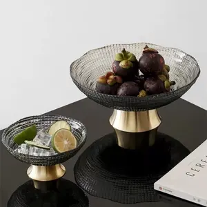 אירופאי סגנון זכוכית חטיף צלחת פירות צלחת מגש קערת שולחן אספקת עיצוב הבית פירות תצוגת מגש קישוטים