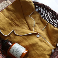 Robes de chambre de luxe blanches en lin prélavé à col en V uni avec imprimé unique, respirantes et douces pour la peau, pour la maison, grandes tailles