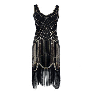 <span class=keywords><strong>Robe</strong></span> <span class=keywords><strong>de</strong></span> cocktail élégante à franges <span class=keywords><strong>de</strong></span> sequins, prête à être expédiée, en polyester, sequins géométriques, longueur genou, pour mariage, fête, club - Product Image 4