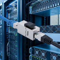 Módulo de red RJ45 Keystone Jack Cat6A blindado macho/hembra de aleación de zinc metálica FTP 10Gbps, conector Ethernet sin herramientas para patching