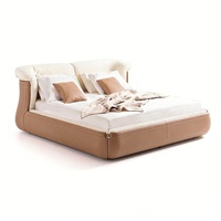 Lit en tissu Peekassleep de luxe léger français, design queue de baleine, créatif, pour chambre principale, double, 1,8 mètre, garantie 3 ans