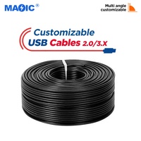 Kabel Data ekstensi USB Tipe A Male ke Female, kabel Data ekstensi USB hitam kustom
