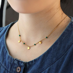 Collar de Joyería con Colgante de Corazón de Turquesa Natural, Chapado en Oro de 18k, Acero Inoxidable 316L, Resistente al Agua y al Deslustre, para Mujer - Product Image 3