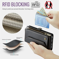 Étui de luxe en cuir à rabat avec porte-cartes multiples et pochette zippée pour iPhone 17 Air 12 13 14 15 16 18 Pro Max