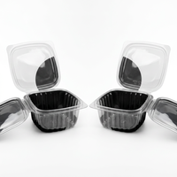 Boîte de rangement alimentaire rectangulaire empilable en PET transparent, jetable, de qualité alimentaire, recyclable, avec couvercle, pour emballage personnalisé et snacks