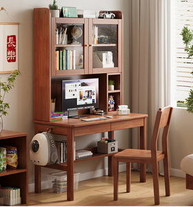Estantería de diseño moderno de madera maciza con juego de silla de mesa para ordenador portátil, silla de escritorio de escritura simple para estudiantes para muebles de dormitorio y sala de estar - Product Image 2