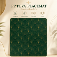 Napperon de table en PEVA vert foncé et or, motif géométrique Art Déco, imperméable, résistant à la chaleur, de luxe, vintage, pour protéger la table à manger