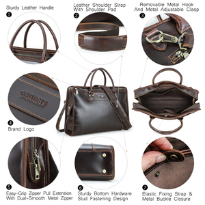 Maletín de Cuero Curtido al Aceite de <span class=keywords><strong>Grano</strong></span> Completo de Contact's, Bolso de Mano para Portátil de 14.2 Pulgadas para Hombre, Bolso de Oficina de Gran Capacidad con Múltiples Compartimentos - Product Image 6