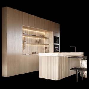 Ensemble de meubles de cuisine modulaires écologiques au design moderne avec portes en verre acrylique, plan de travail en marbre, rangement de garde-manger, tiroirs et paniers - Product Image 5