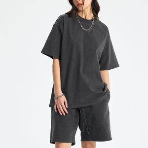 T-shirt Streetwear en Coton Vierge 250 g/m² de Haute Qualité, Coupe Oversize, Effet Délavé à l'Acide, Style Vintage, T-shirt Lourd pour Homme - Product Image 1