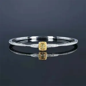 Wholesale 18k Gold Wedding Bracelet 0.23ct Natural Yellow Diamond Jewelry Bangle