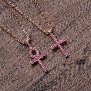 rose <b>cross</b> pendant, hip hop simple and versatile life charm, zirconium <b>cross</b> necklace. - Product Image 3