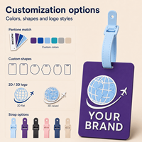 Etiqueta de Equipaje de PVC Suave Personalizada OEM, Impermeable, para Maletas, con Porta Identificación, Regalo Promocional