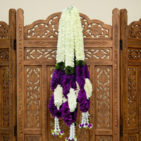 Karangan Bunga Buatan Tangan Modern Ungu Putih Dekorasi Gantung untuk Pernikahan, Mandap, Kuil, Pooja, Festival, dan Rumah