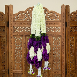 Artificial Flower Garland Purple <b>White</b> Floral <b>Hanging</b> Decoration for Wedding Mandap Temple Pooja Festival Home Entrance Decor - Product Image 1