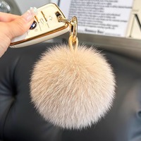 Pendentif de sac en vraie fourrure de renard fait main, porte-clés de voiture en peluche populaire, décoration mignonne, accessoire de sac à dos pour couples