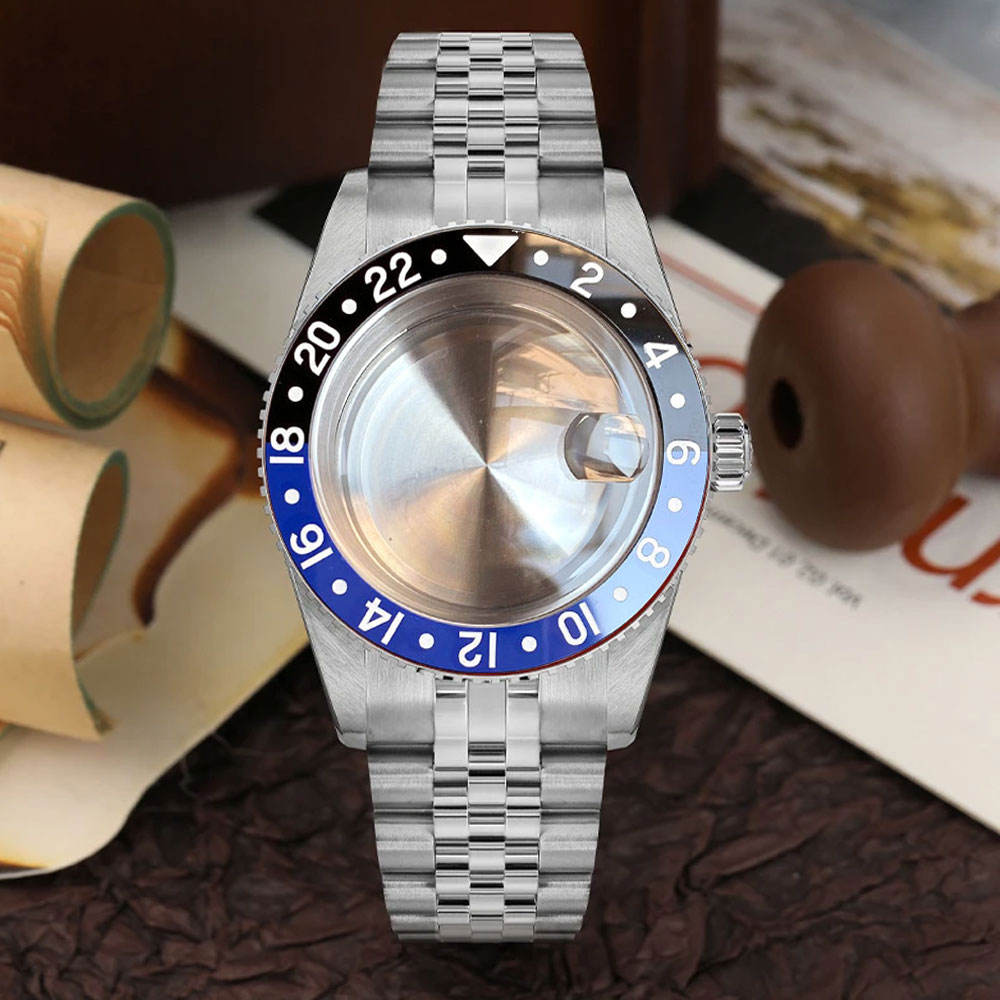 38mm Stainless Steel Brushed Watch Case Fit NH34 NH35 NH36 Sapphire Glass  120 Click Ceramic Bezel Watch Parts Tool