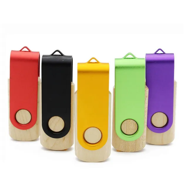 Metal wooden swivel usb flash drive Pen Drive 1gb 2gb 4gb 8gb 16gb 32gb 64gb 128g USB 2.0 3.0