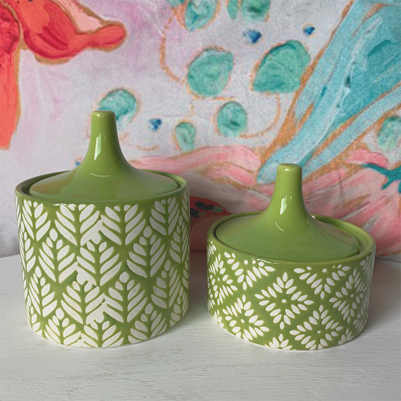 INS green antique hotsale hand-made jewelry storage jar ceramic decorative storage box