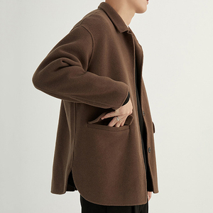 Weshallo Veste en <span class=keywords><strong>laine</strong></span> personnalisée Hiver Double face <span class=keywords><strong>court</strong></span> 100% Manteau en <span class=keywords><strong>laine</strong></span> Manteau en <span class=keywords><strong>laine</strong></span> pour hommes - Product Image 2