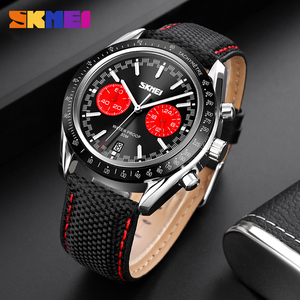 Nueva llegada Skmei <span class=keywords><strong>9292</strong></span> reloj de cuarzo logotipo personalizado hombres reloj de pulsera impermeable 30 metros correa de cuero deportivo - Product Image 2