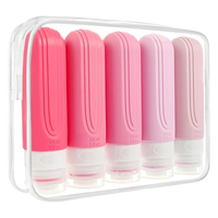 Flacon de toilette de voyage de 100 ml, ensemble de flacons de voyage anti-fuite approuvé par la TSA, ensemble de 5 flacons de toilette de voyage en silicone
