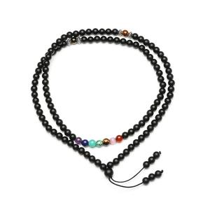 108 budista meditación Mala oración Collar Cuentas mate ónix Chakra pulsera elástica - Product Image 4
