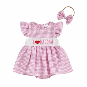 Body de bebé <span class=keywords><strong>con</strong></span> mangas volantes pequeñas y gorro, mono casual bordado de una pieza para niña - Product Image 1