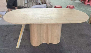 Tavolo da Pranzo di Lusso in Travertino, Tavolo Ovale in Pietra per Riunioni, Mobili in Pietra su Misura per Ville e Progetti Commerciali - Product Image 4