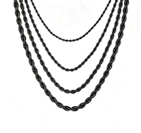 Collier en acier inoxydable torsadé noir pour homme, bijoux tendance
