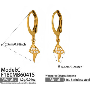 Pendientes Huggie de Acero Inoxidable Chapados en Oro de 18K con Circonita 5A, Antideslustre, Joyería Minimalista de Lujo Ligero para Mujer - Product Image 6
