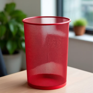 Cestino per Rifiuti in Rete Rotondo 19 L Rosso per Ufficio - Product Image 3