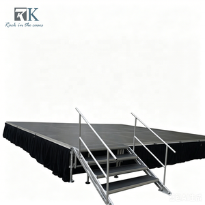 เวทีอลูมิเนียมกลางแจ้งพร้อมม่านและบันไดสำหรับงานเทศกาลดนตรีสด - Product Image 1