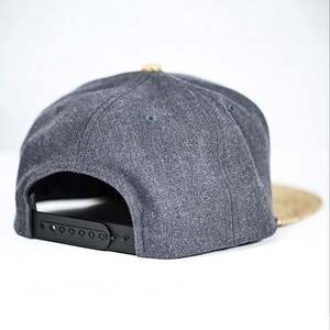 Casquette Snapback pour homme en toile de laine/denim personnalisée brodée en gros avec visière plate en liège - Product Image 5