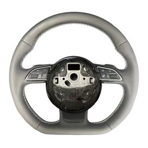 Volant en cuir semi-perforé de style <span class=keywords><strong>SLine</strong></span> personnalisé pour <span class=keywords><strong>Audi</strong></span> <span class=keywords><strong>A1</strong></span> A3 A4 A5 A6 A7 C6 C7 C8 B7 B8 B9 8P 8V RS3 RS4 RS6 RS7 Q5 - Product Image 1