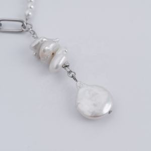 สร้อยคอผู้หญิงแบบปรับได้ สแตนเลสสตีล โซ่ยาว ประดับด้วยหินธรรมชาติและเปลือกหอย ขายส่ง เป็นของขวัญสำหรับผู้หญิง - Product Image 4